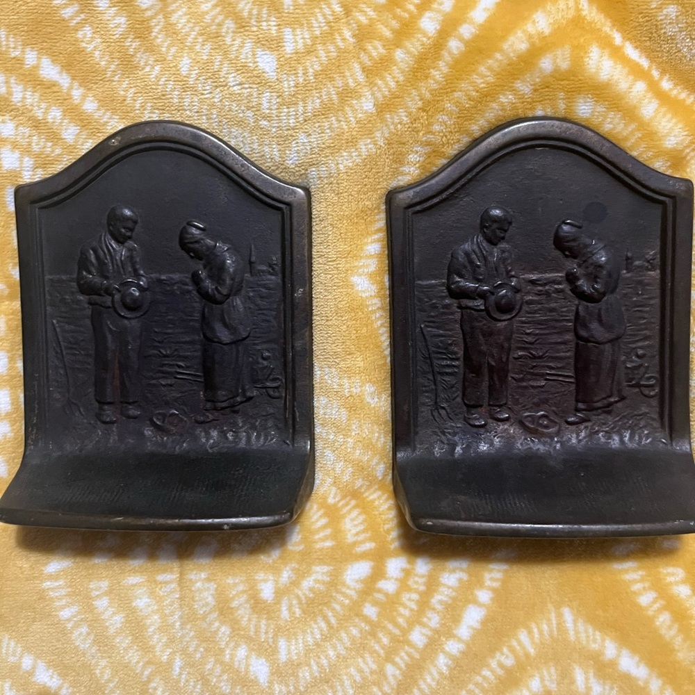 Vintage Bronze Bookends with Figures
